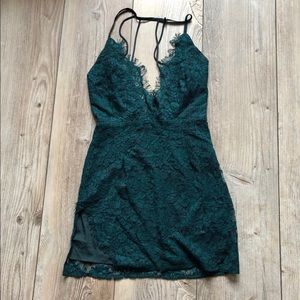 NWT -  Teal Lace Mini Dress w/ Slit